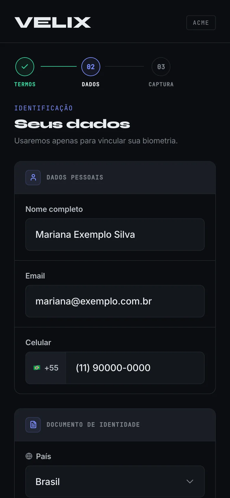 Onboarding biométrico
